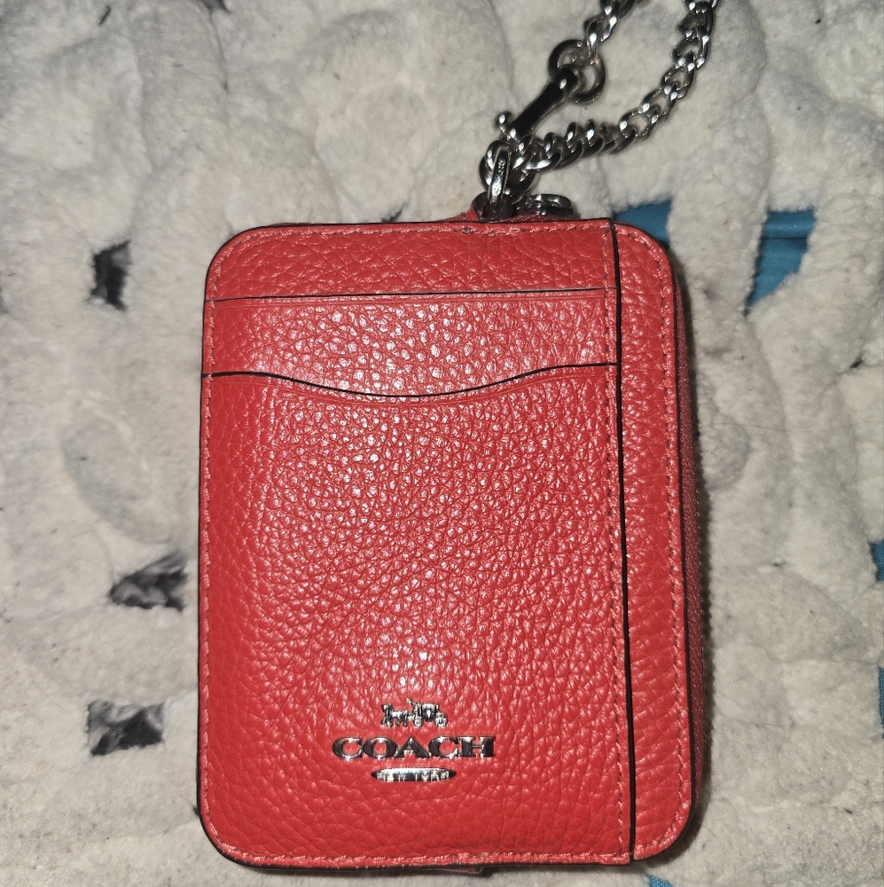 Coach Cherry Red Leather Coin Holder